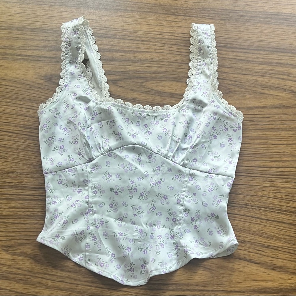 Princess Polly White and Purple Floral Camisole